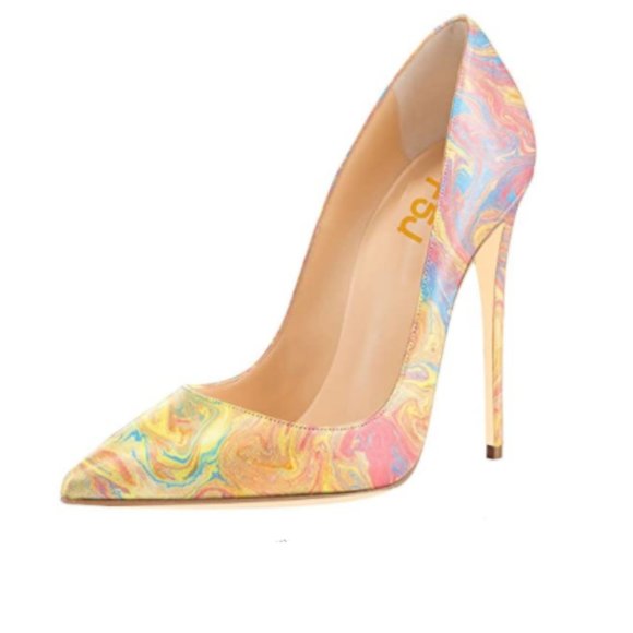 FSJ Shoes - FSJ Watercolor Pointed Toe High Heel Pumps